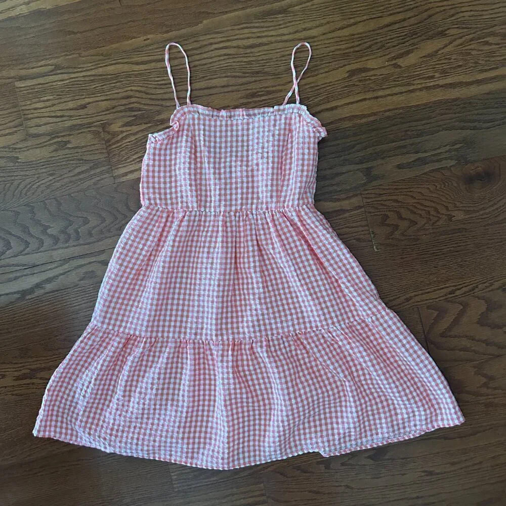 NWT Wild Fable Gingham Spaghetti Strap Mini Tiered Ruffle Dress Size Small